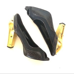 Proenza Schouler SS06 Linen Leather Peeptoe Heels